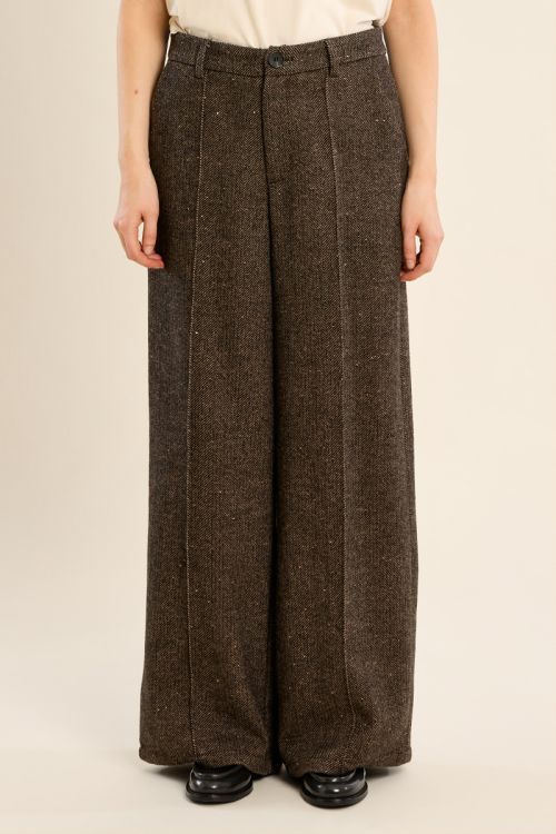 Wide leg woollen trousers