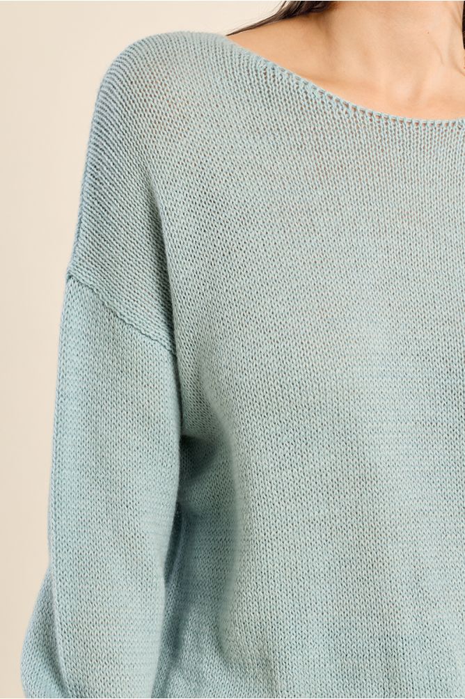 Plain knit sweater, round neck