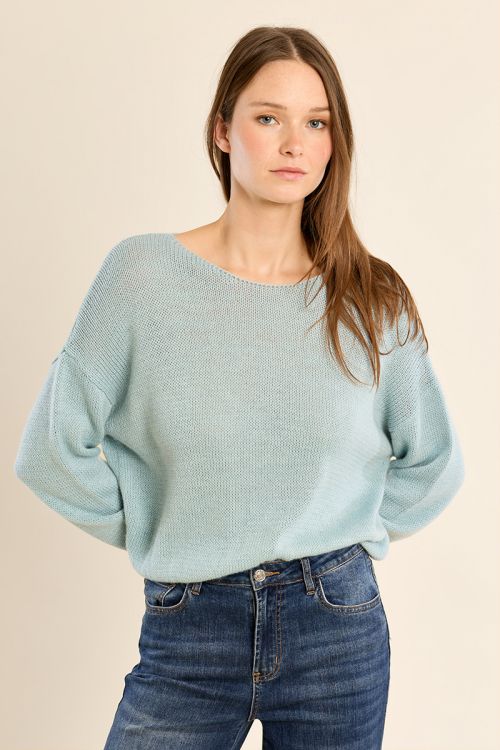 Pull en maille unie, col rond