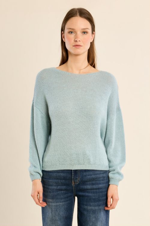 Pull en maille unie, col rond
