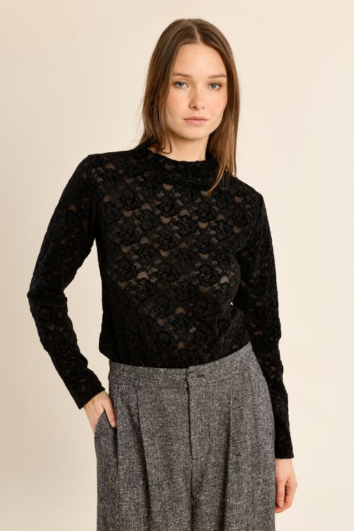 Semi-sheer lace top