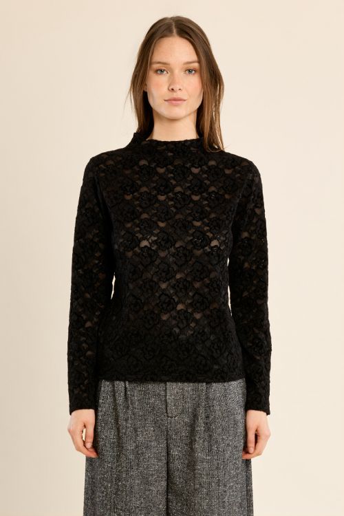 Semi-sheer lace top