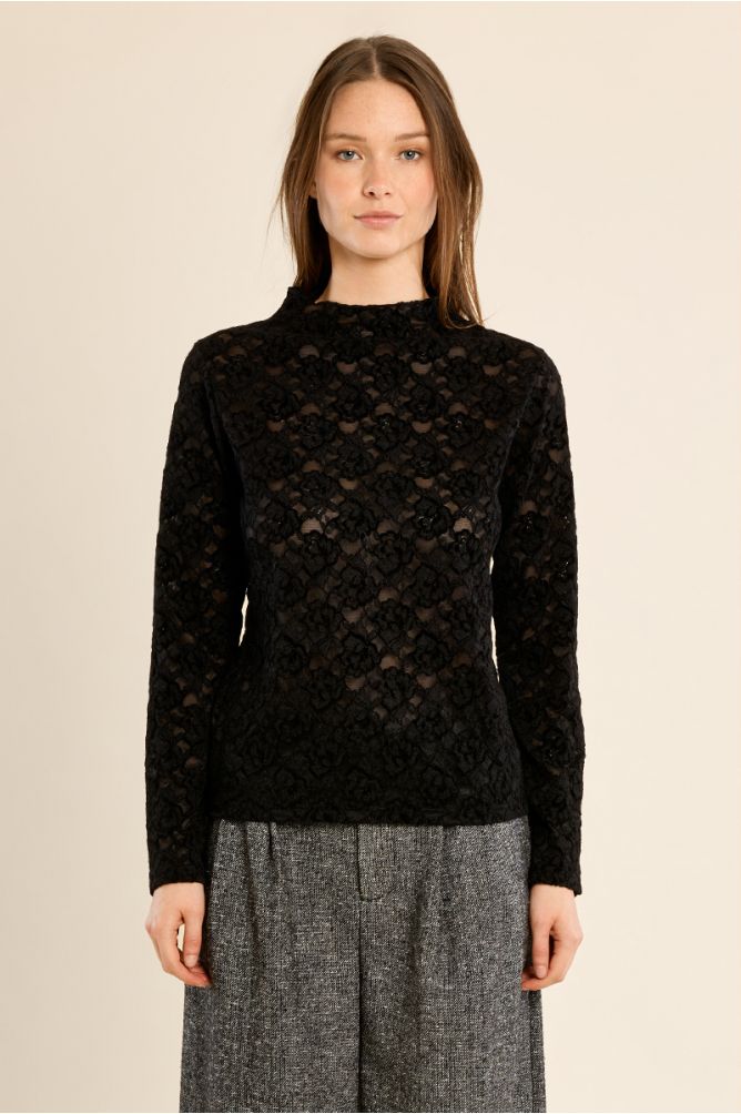 Top en dentelle semi-transparente