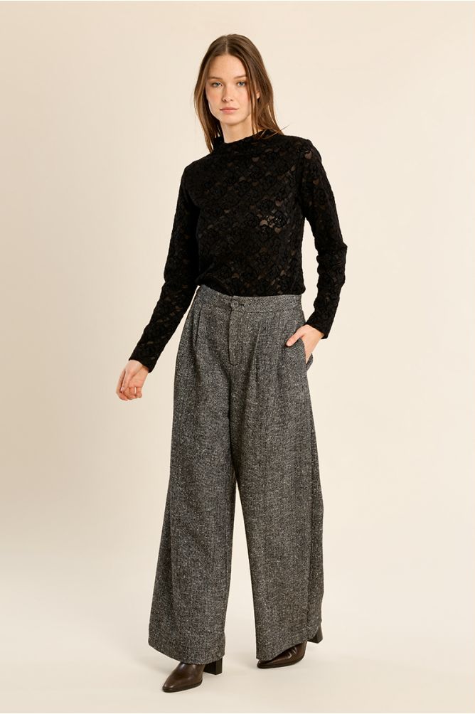 Semi-sheer lace top