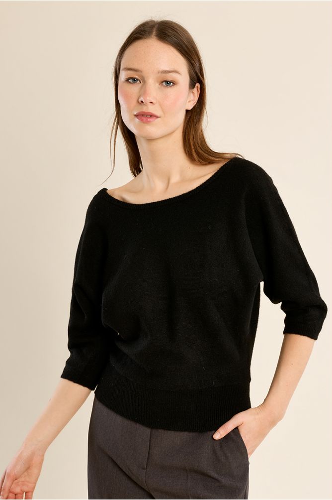 Pull aux manches trois quart, à dos nu