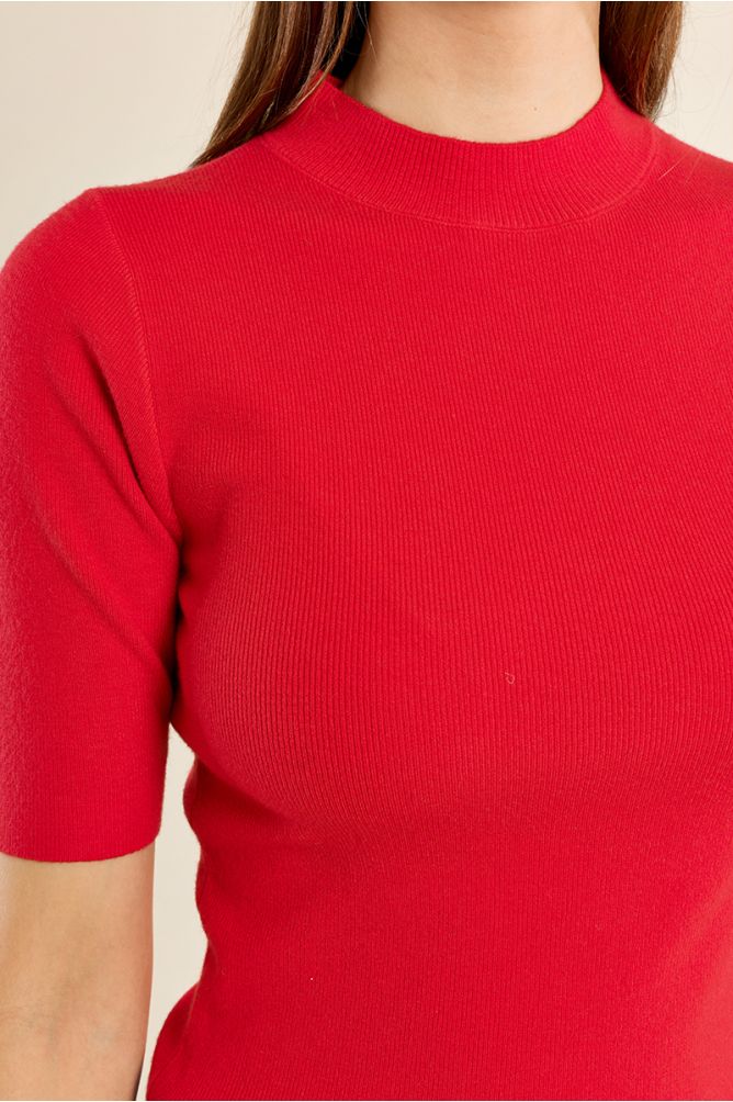 Turtleneck sweater, three-quarter sleeves