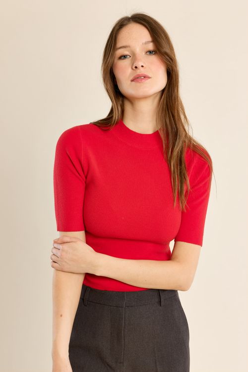 Pull col roulé, manches trois quart