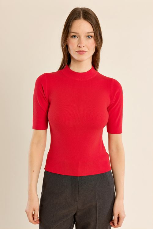 Turtleneck sweater, three-quarter sleeves