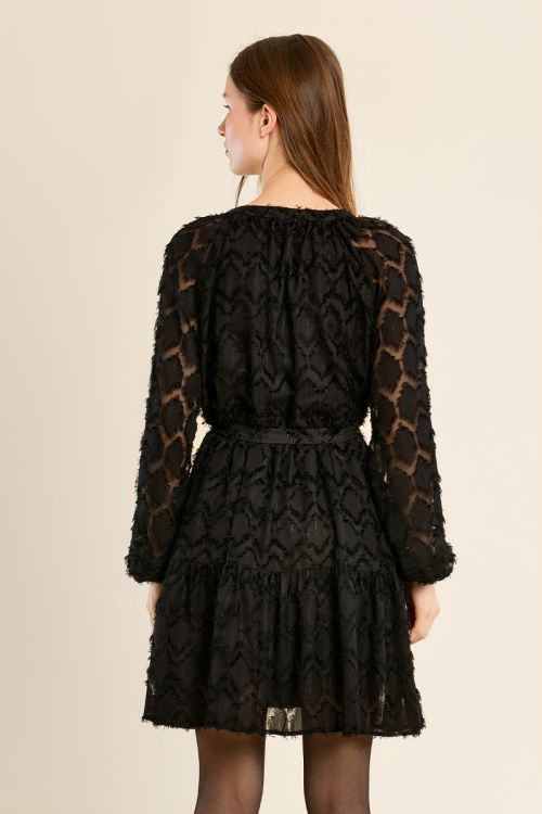 Vestido camisero con lazada y rombos
