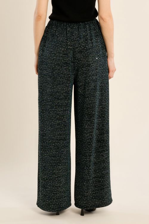 Pantalon taille haute, parsemé de strass