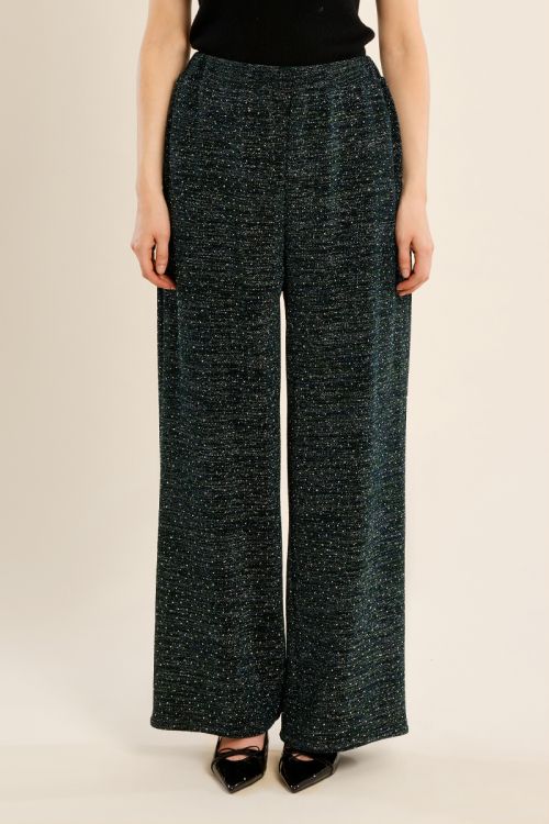 Pantalon taille haute, parsemé de strass
