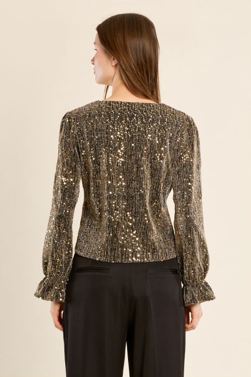 Blouse col V, strassée