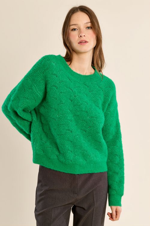 Knitted sweater, openwork details