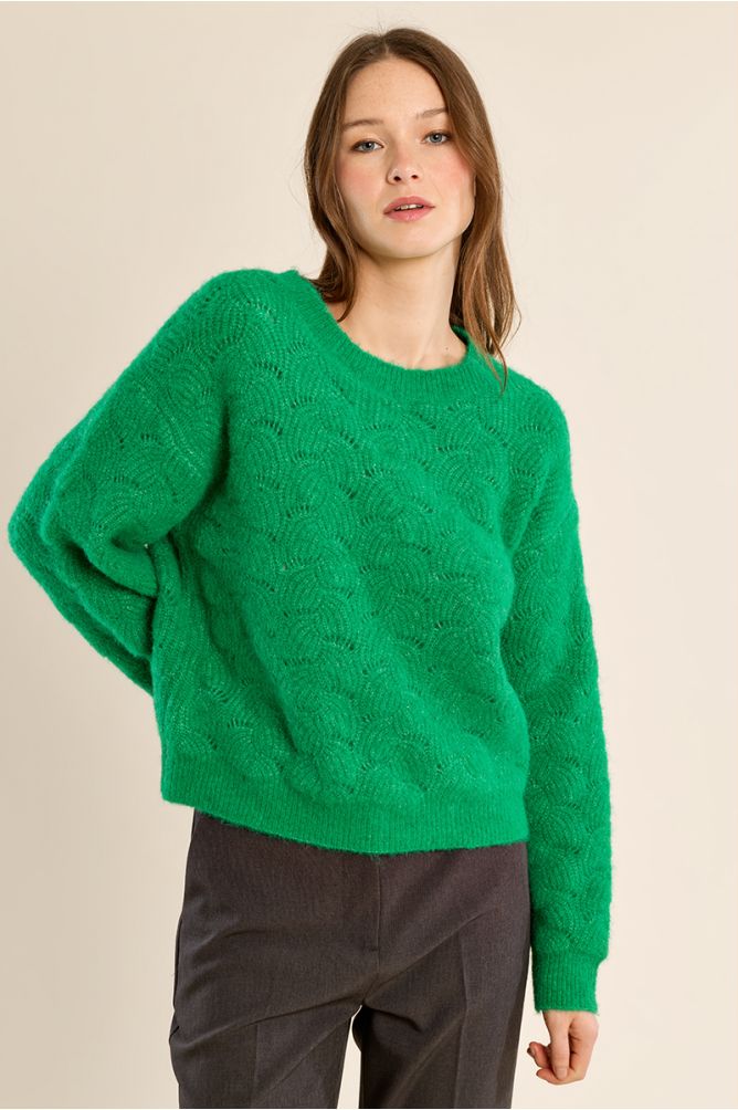 Knitted sweater, openwork details