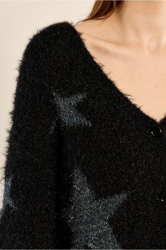 Cardigan manches ballon, motif étoile