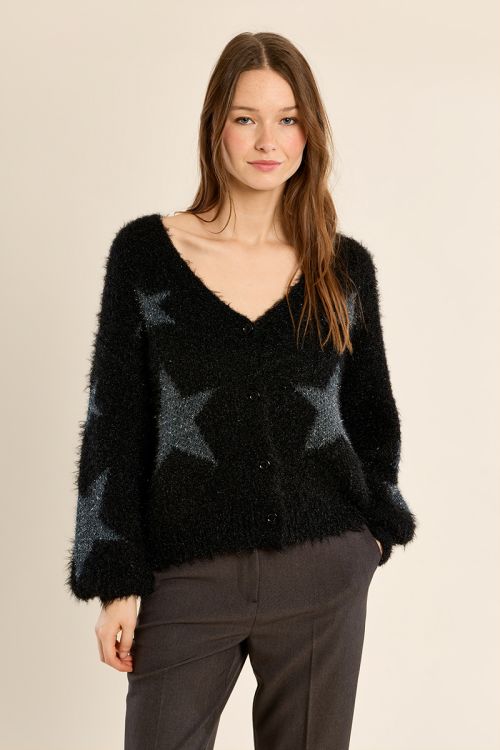 Cardigan manches ballon, motif étoile