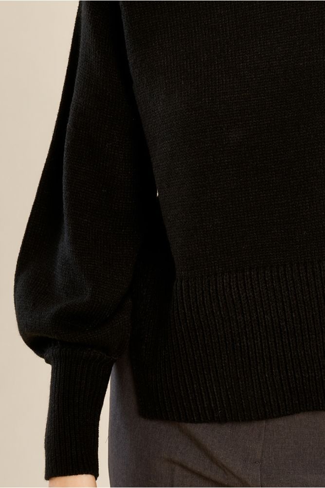 Crop-knit sweater, balloon sleeves