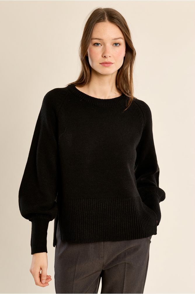 Pull en maille crop, manches ballons