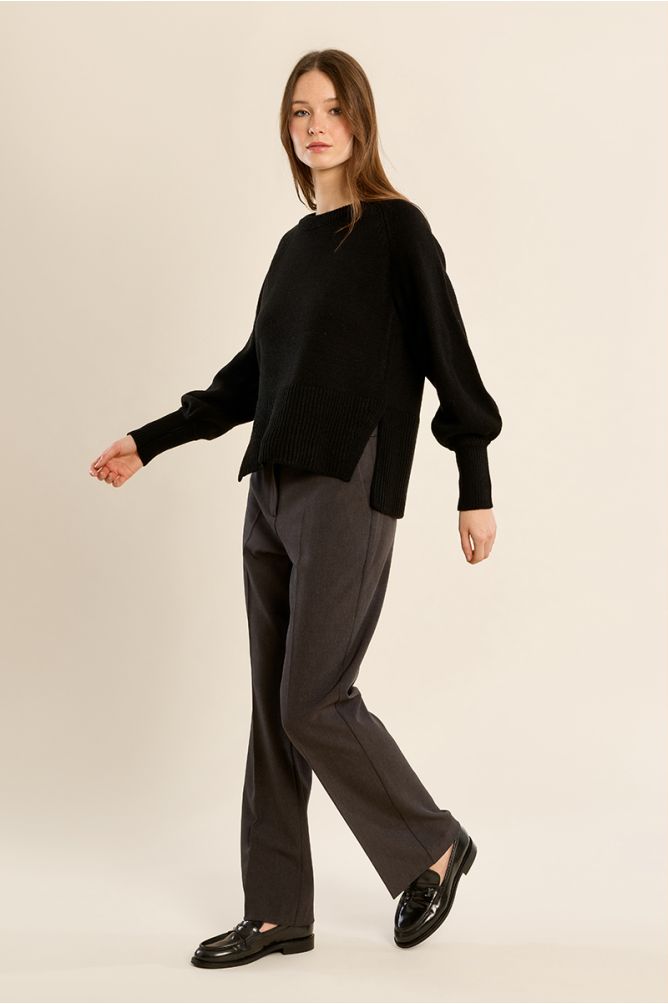 Pull en maille crop, manches ballons