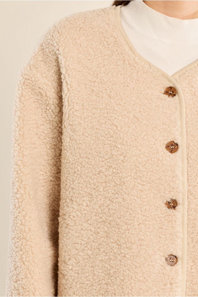 Button-down jacket, imitation sheepskin