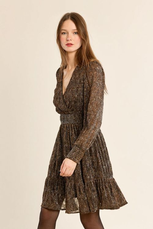 Vestido de manga larga plisado