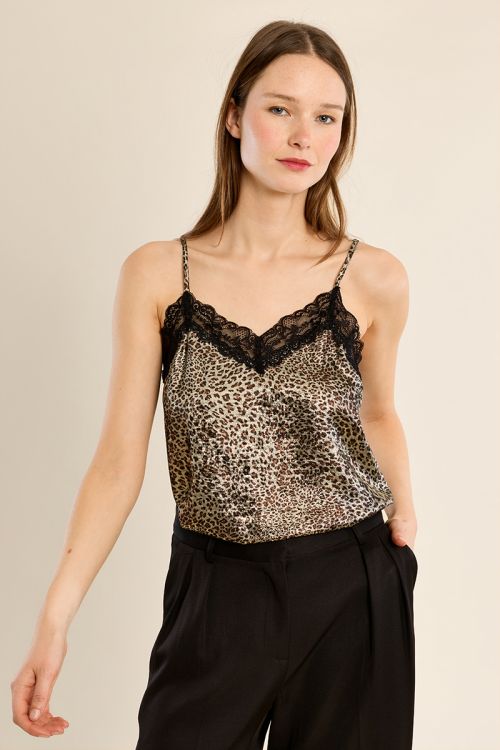 Lace camisole, leopard print