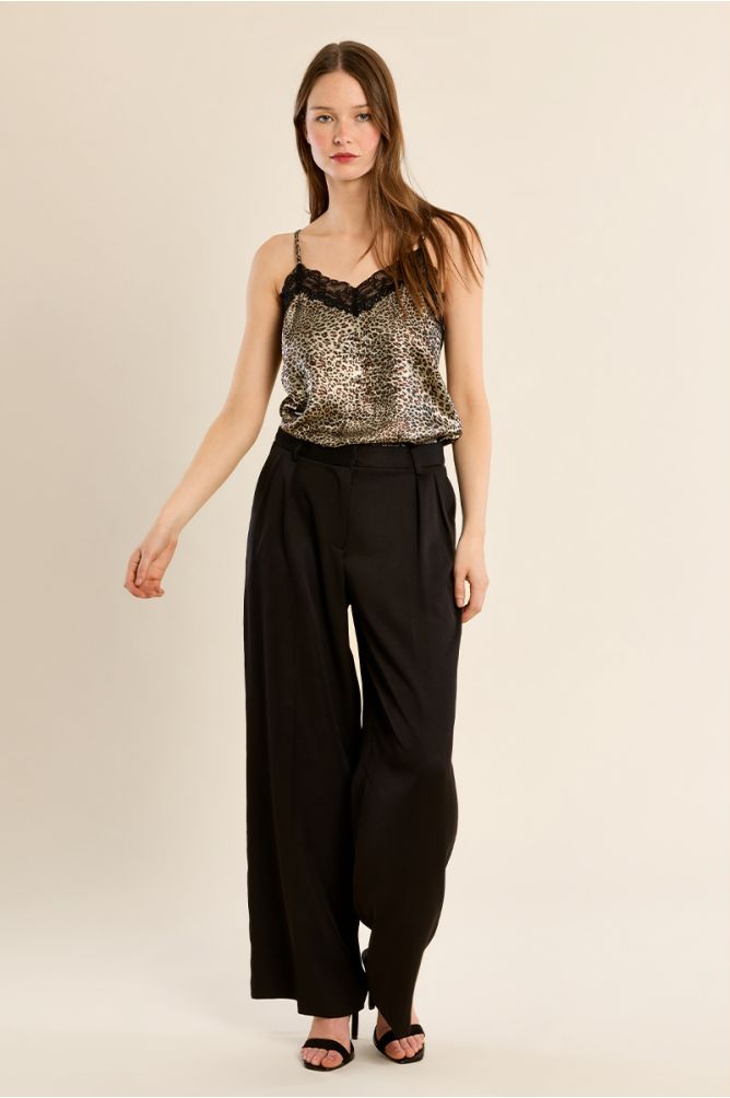 Lace camisole, leopard print