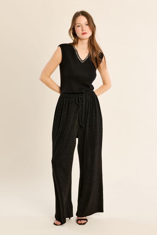 Pantalon évasé, à paillettes
