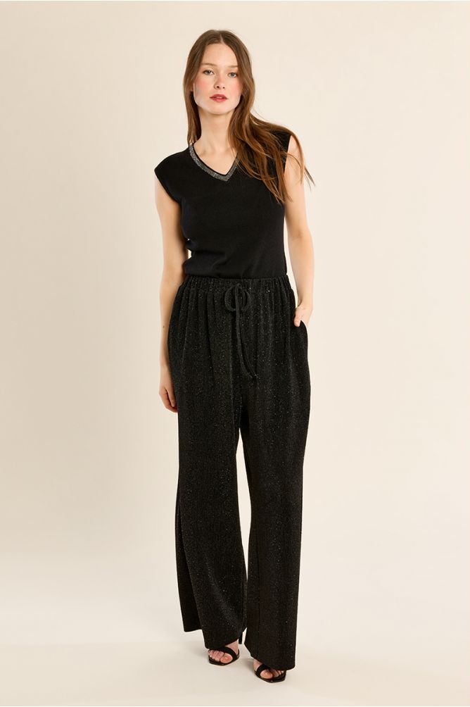 Flared pants, with sequins