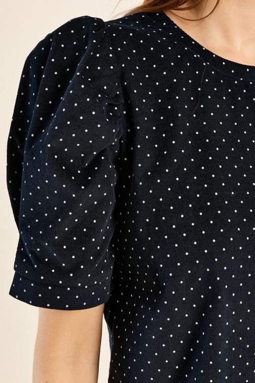 Vestido de manga corta abullonada motivo lunares