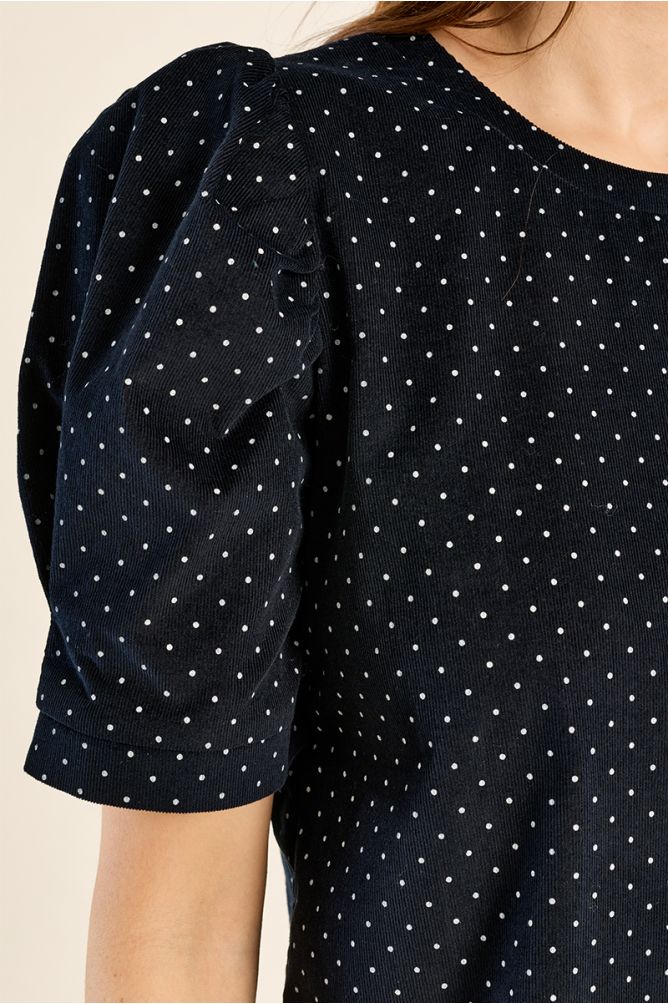 Vestido de manga corta abullonada motivo lunares