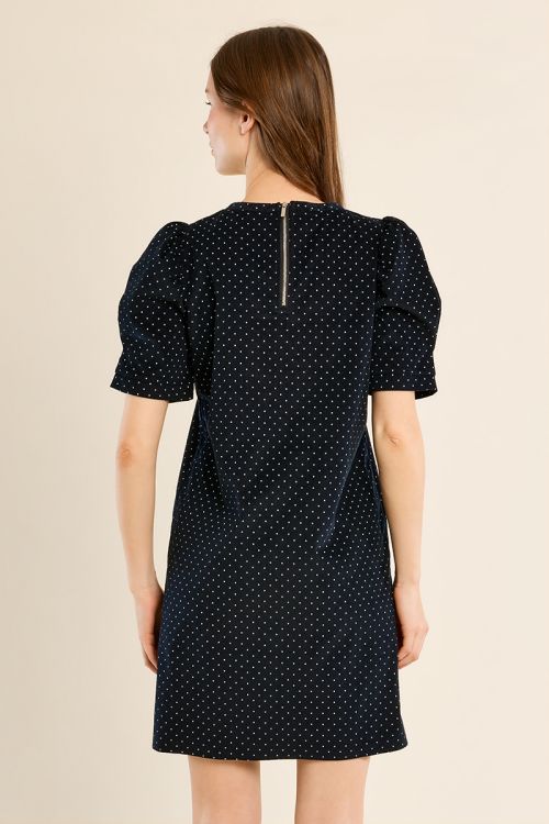 Vestido de manga corta abullonada motivo lunares
