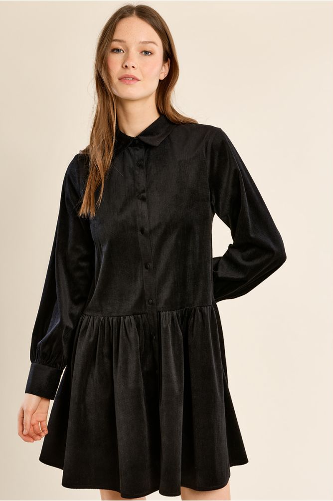 Ruffled short shirt dress