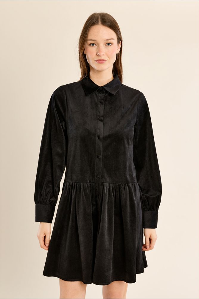 Ruffled short shirt dress