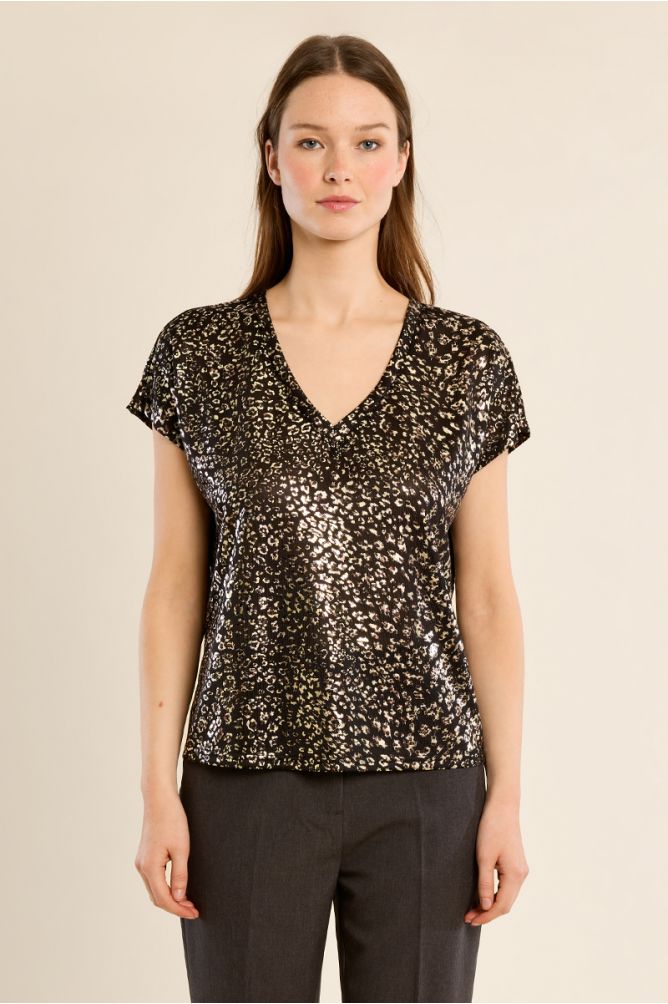 T-shirt col V irisé
