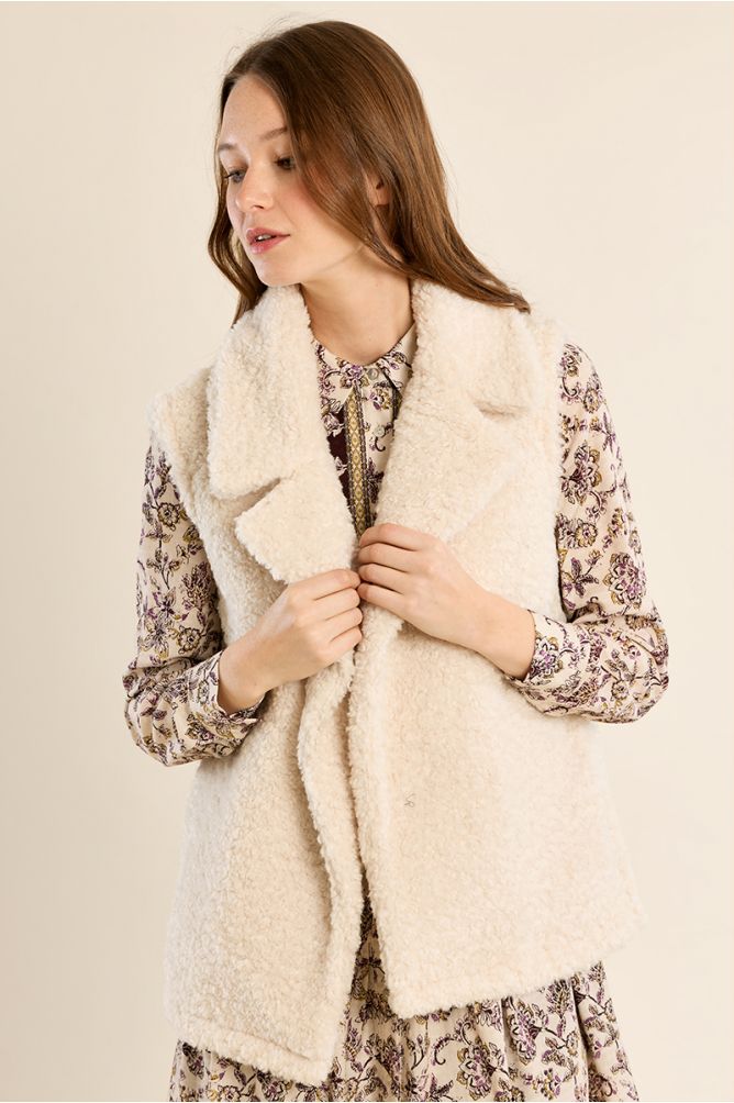 Gilet sans manches effet fourrure