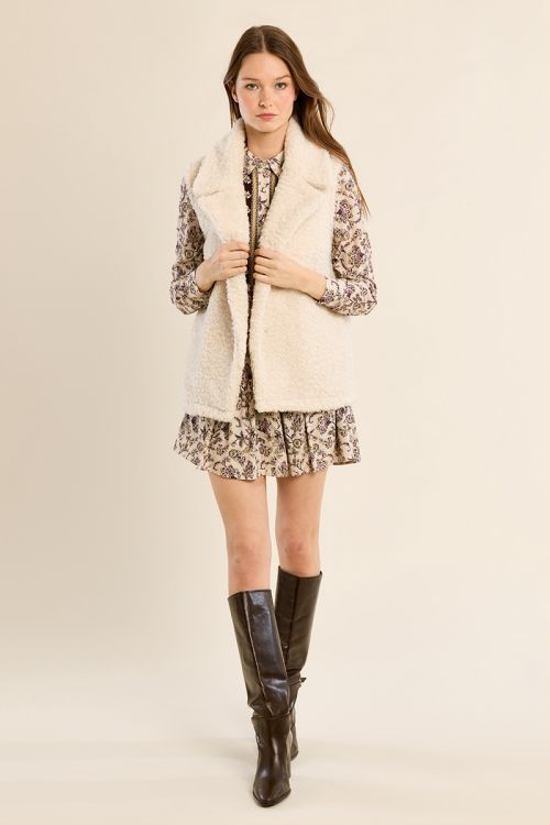 Gilet sans manches effet fourrure