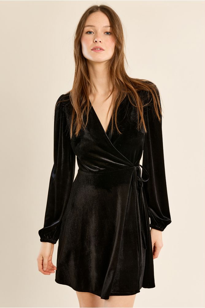 Robe portefeuille en velours