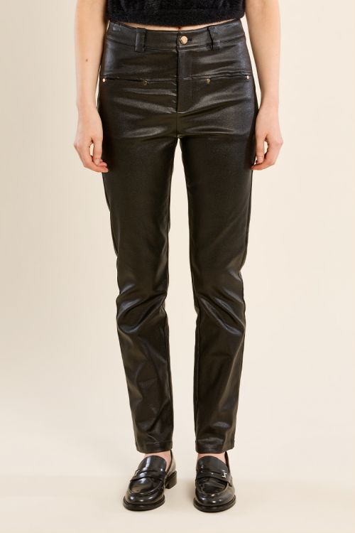 Straight trousers in imitation leather
