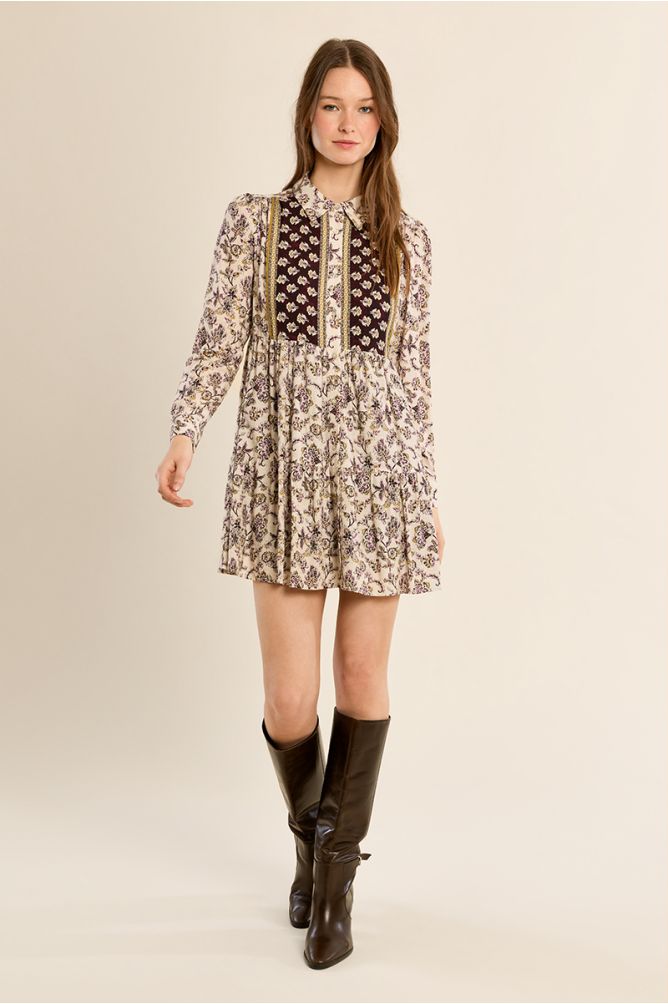 Robe chemise volantée