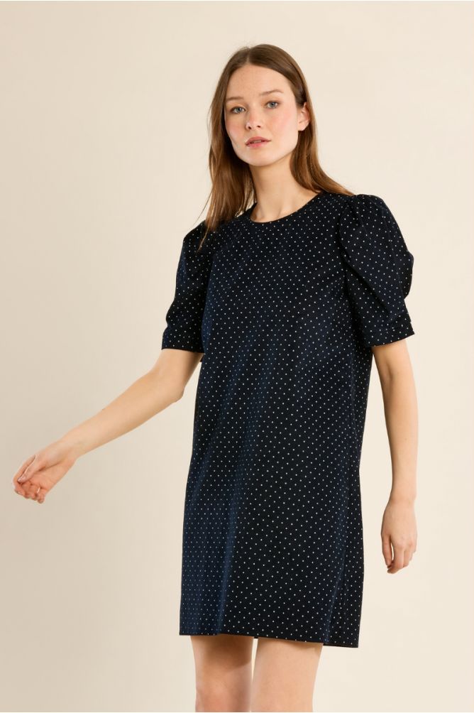 Robe courte à pois manches gigot