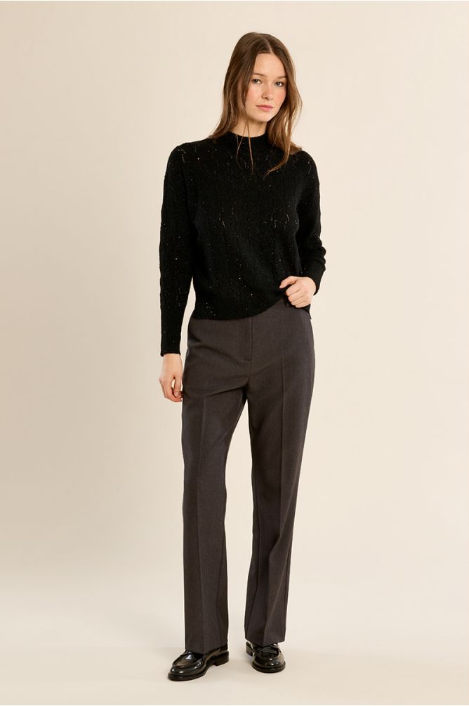 Openwork knit sweater, high collar