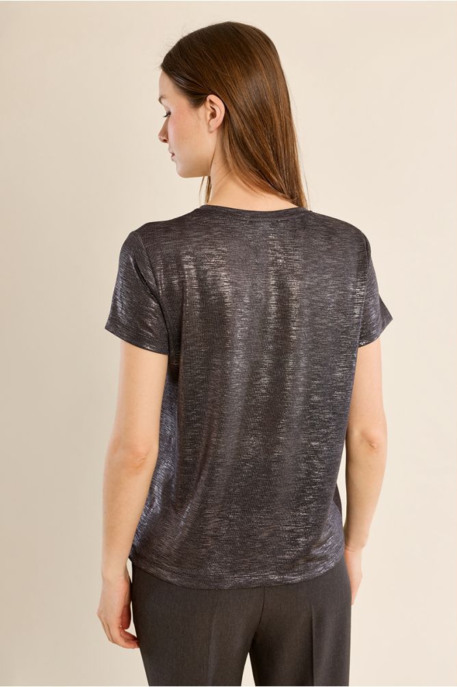 Camiseta de manga corta en tejido brillante