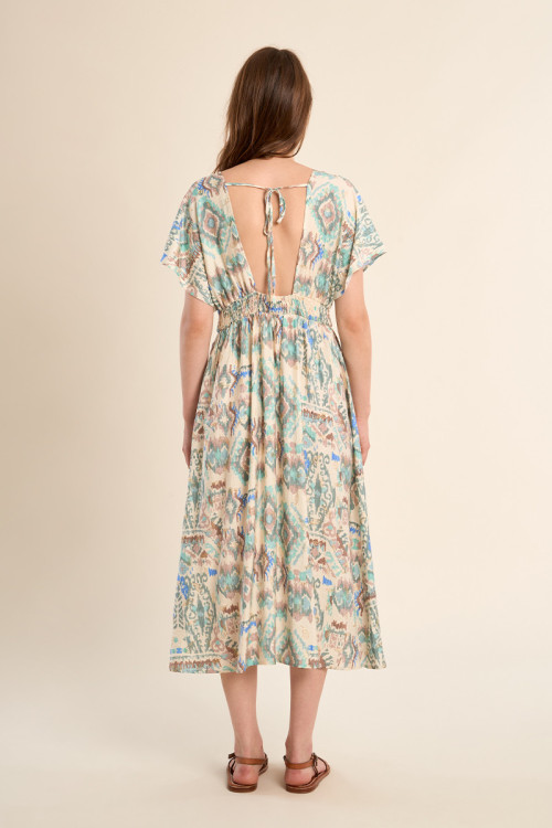 Long dress with ethnic pattern