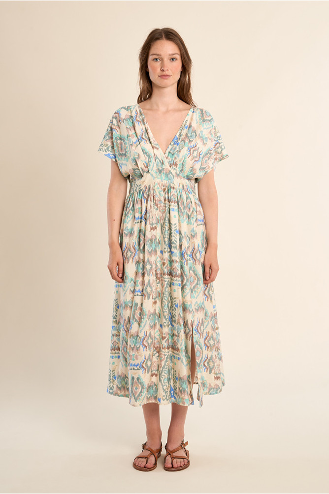 Long dress with ethnic pattern