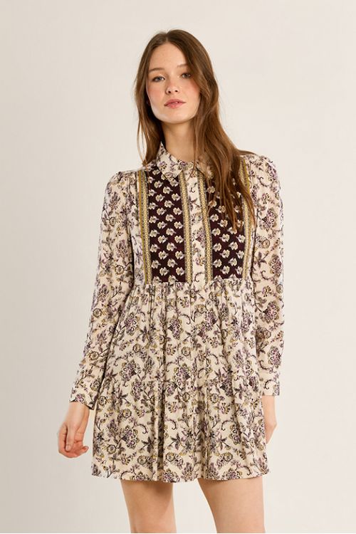 Robe chemise volantée