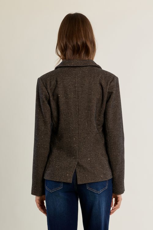 Blazer dritto in misto lana con strass - Molly Bracken