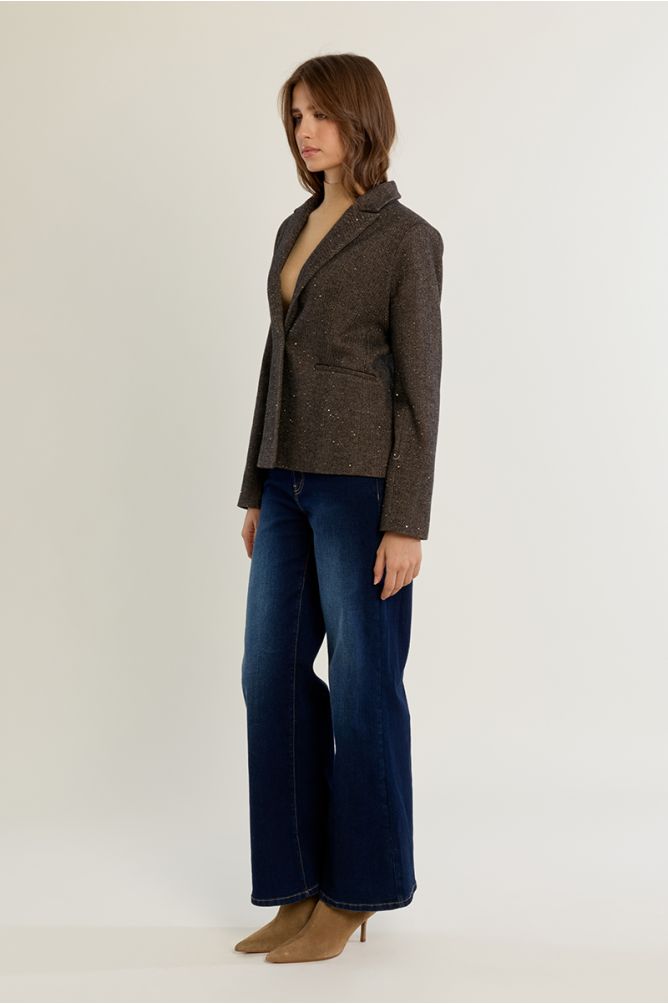 Blazer con cuello solapa y estampado