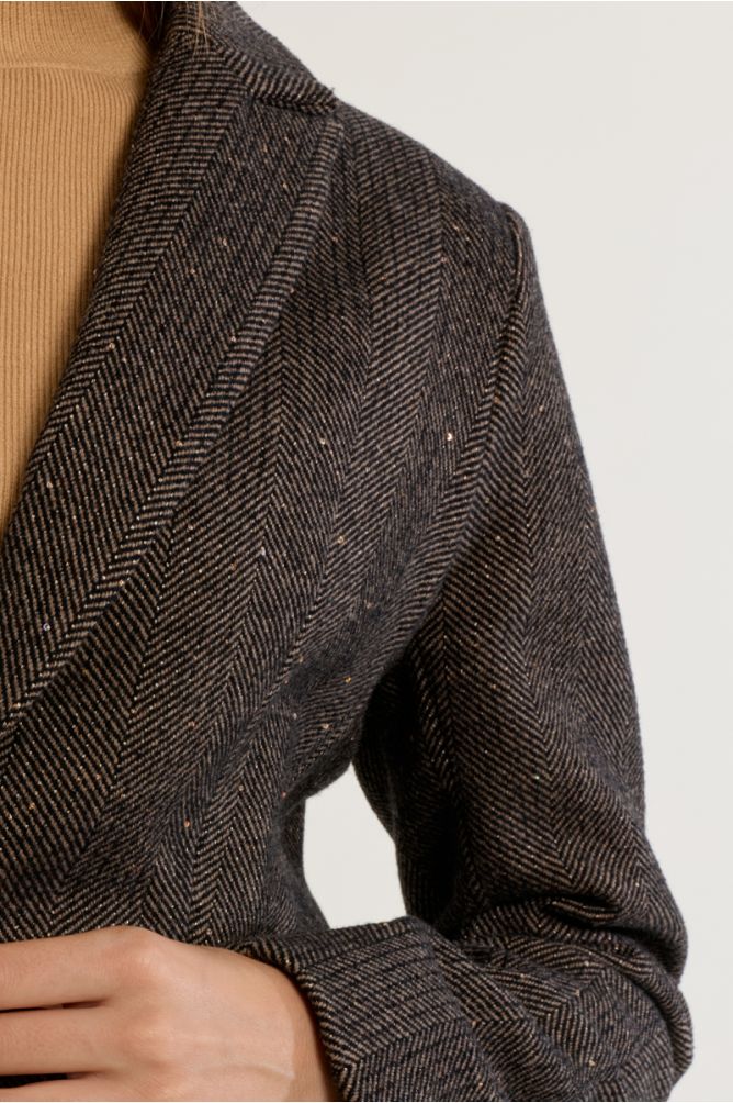 Straight wool blazer with rhinestones