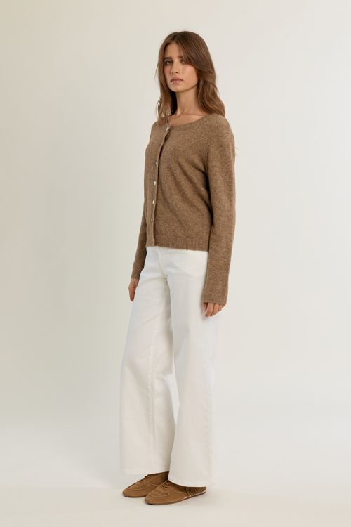 Knitted cardigan with round neck